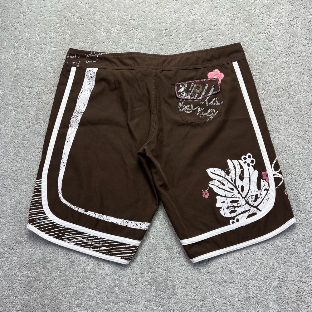 Billabong Board Shorts Womens Size 11 Brown White Floral Swim Surf Beach Y2K - Picture 8 of 15